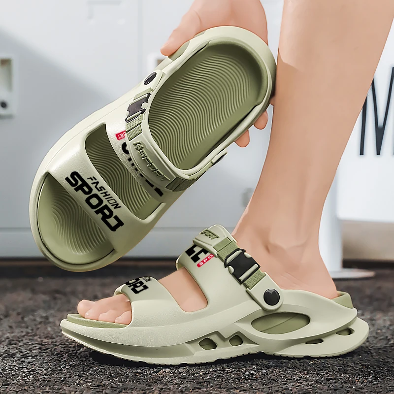Sandalias Deportivas Casuales para Hombre, con Plantilla Acolchada Texturizada, Antideslizantes, Resistentes al Desgaste, Transpirables, para el Hogar, la Playa, Caminar al Aire Libre