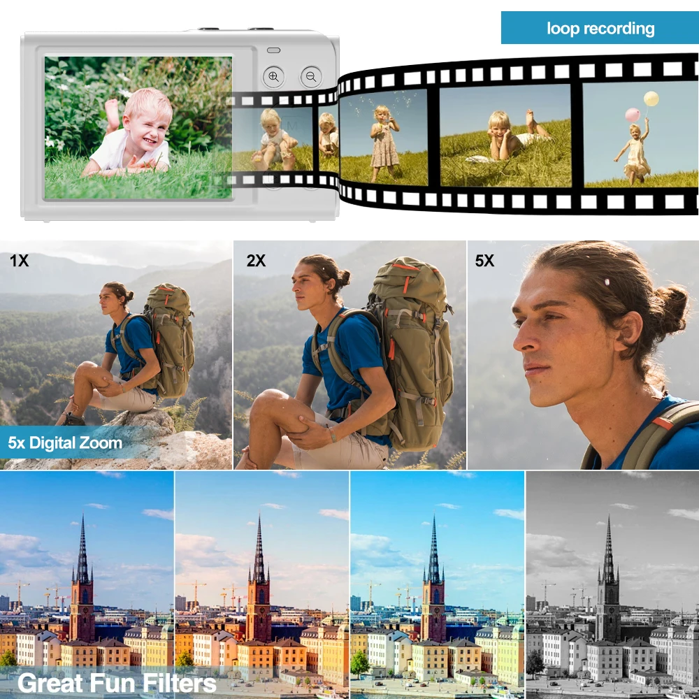 كاميرا رقمية 3X زووم بصري وتكبير رقمي 2X 4K Full HD Vlog مسجل فيديو يوتيوب 2.8 بوصة شاشة LCD كاميرا ويب WiFi #5