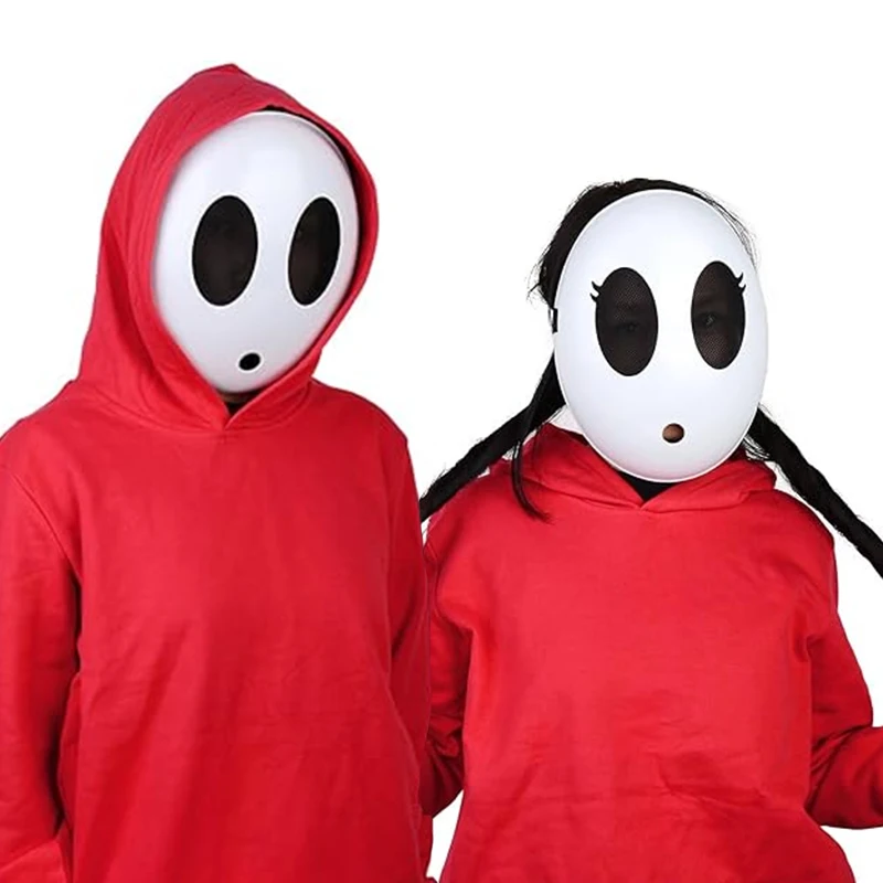 White Shy Guy Mask Halloween Party Costume Unisex Full Face Costume Cosplay Prop Accessories
