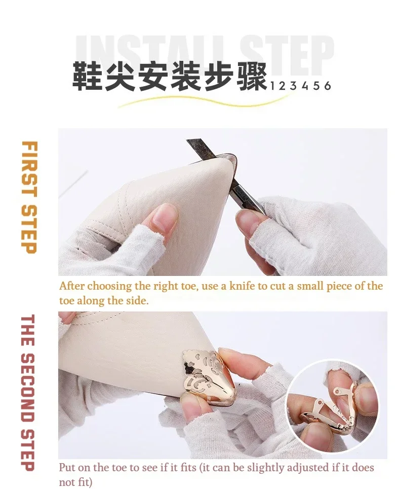 Frauen High Heel Metall Kappe Kappe Tragen und Reißen Concealer Anti-kicking Leder Schuhe Punkt Schutz Flache Schuh Tipps kappe Accessorices – Detail 7