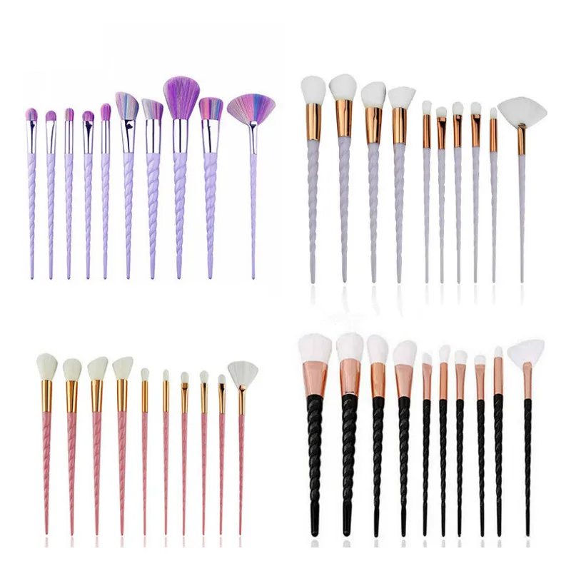 10pcs/set Brilliant in color screw strong grasping powder evenly powder cosmetic brush set for eye makeup