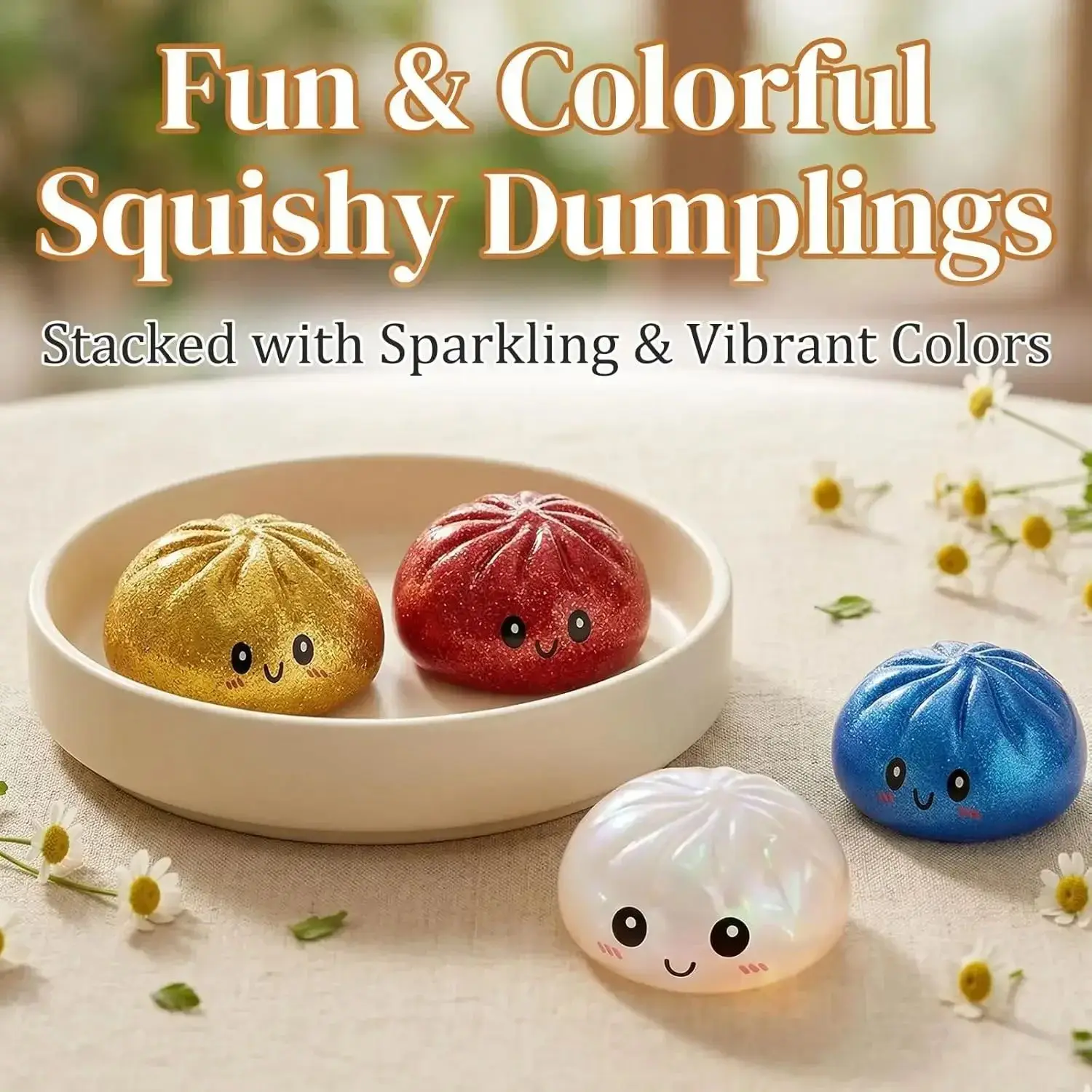 Sparkling Giant Dumplings Realistic Squeezing Toy Steamer Bun Soft Dough Desktop Decoration Fidget Stress Relieving Small Tool