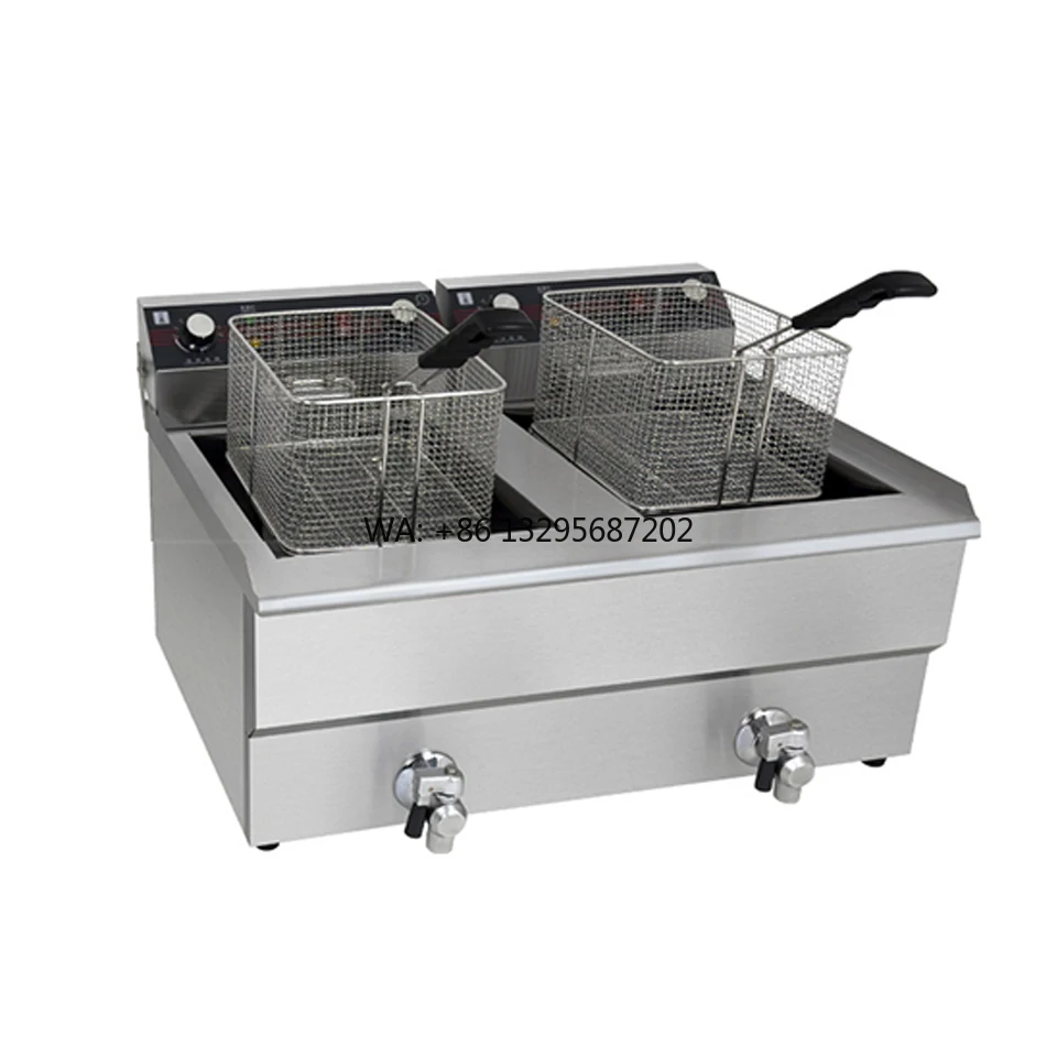 

SC-181V-2 Commercial Deep Fryer with Basket, Professional Deep Fryer with Drain System 36L, 4800 Watts, Stainless Steel