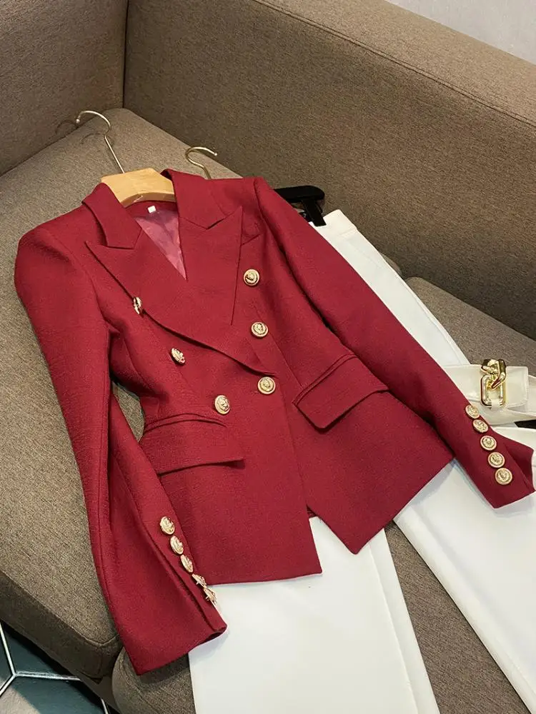 

Красный двубортный приталенный женский костюм Jaet Commute Sle A6794 Long Sve Regular Length Pure Color Китайское производство