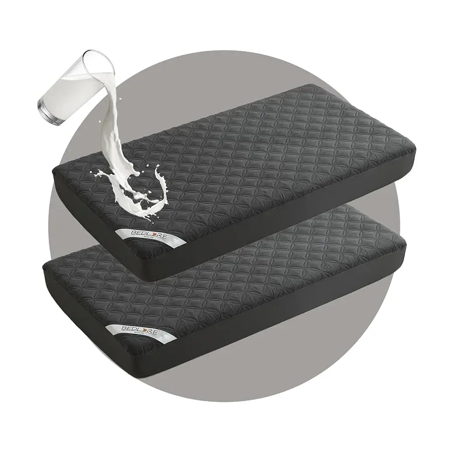 

Waterproof Mattress Protector Crib, 2 Pack Soft Gray Mattress Pad, Noiseless Machine Washable Mattress Co er, Ultimate Protectio