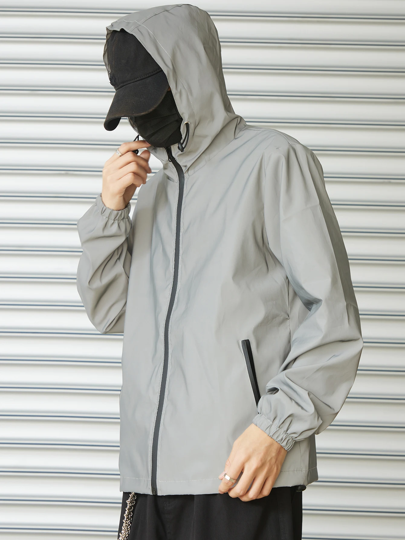 ليلة ملابس عاكسة ربيع جديد الرجال مقنعين سترة في الهواء الطلق تشغيل معطف غير رسمي يندبروف الأزواج الهيب هوب الشارع الشهير S-5XL #6