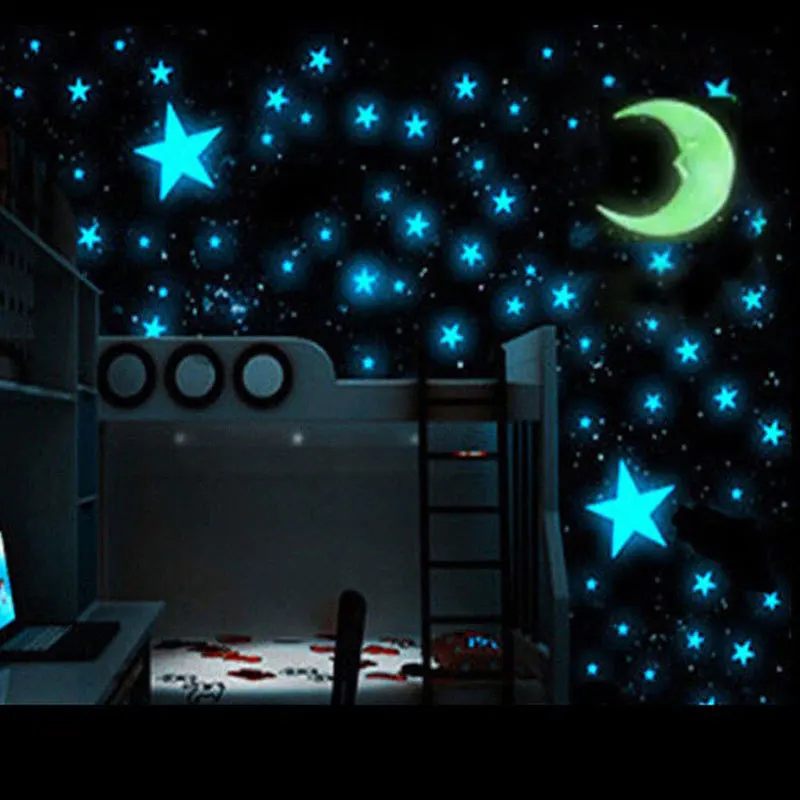 111Pcs Star Moon Combination Wall Sticker Living Room Bedroom Decoration Luminous Decals Kids Room Home Glow In The Dark Sticker