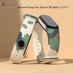 HeroIand Morandi Printing Pattern Strap For Xiaomi Mi Band 5 6 7 Smartwatch Silicone Wristband For Mi Ban 3 4 Bracelet Accessory