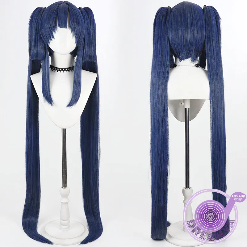 Dizzy Cosplay Wig Guilty Gear Dark Blue Long Heat Resistant Synthetic Hair Halloween Party Role Play Carnival + Free Wig Cap