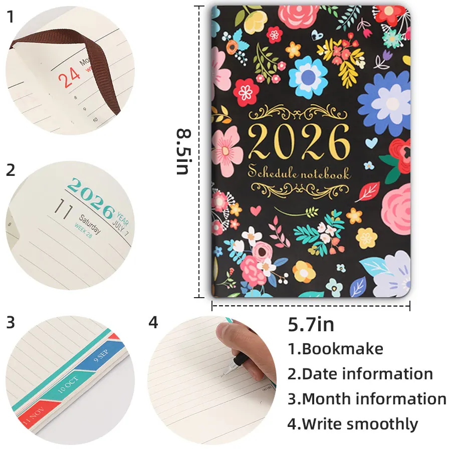 2026 Tree Pattern Spiral Bound Weekly Planner & Notebook & Schedule Organizer, Stationery For Office & School & Study, Plan Book