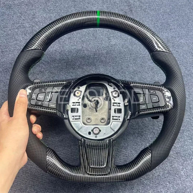 For Jaguar XE XJ XJL XF F-PACE Carbon Fiber Steering Wheel Type D Sports Modification Perforated Leather