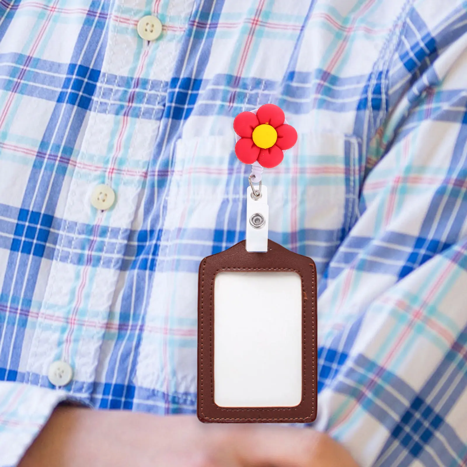 

4Pcs Retractable Holders Buckles Reel Employee Clip Card Sunflower Retractable Badge Holders ID Lanyard Name Tags Sturdy
