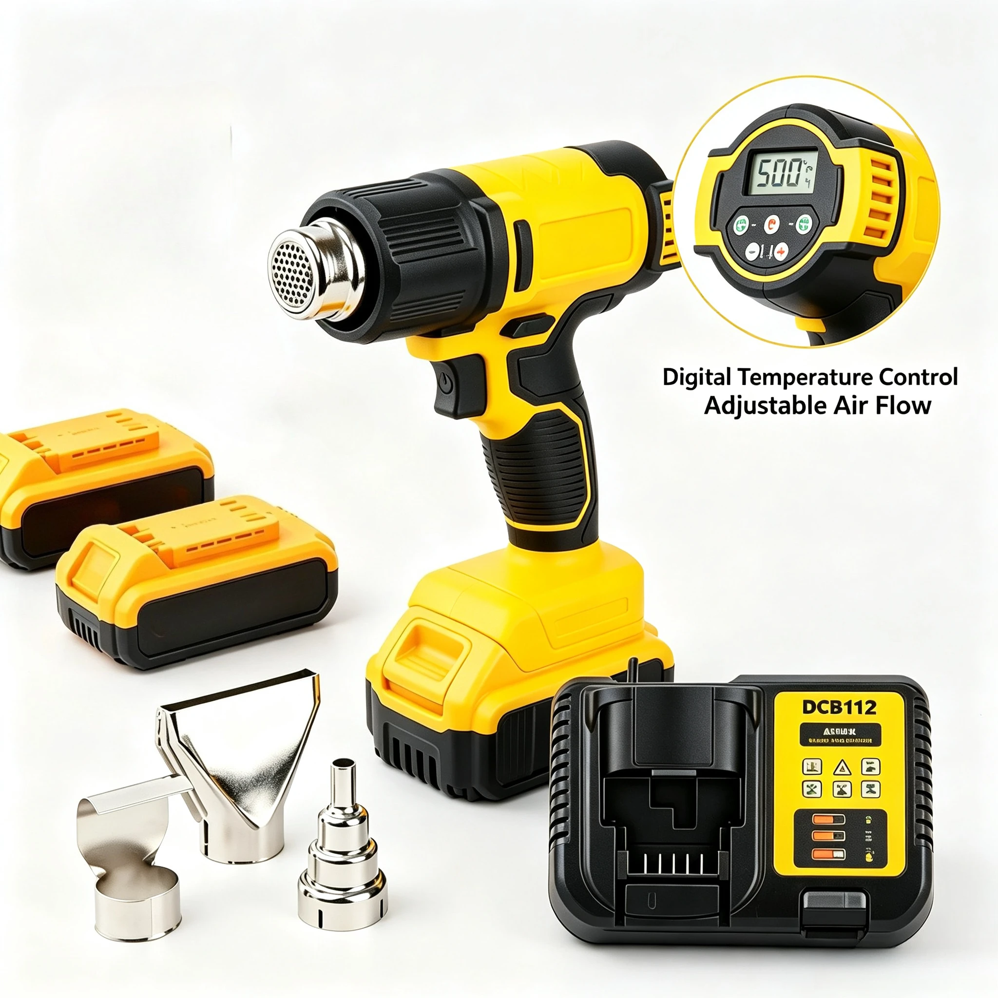 Temperatures Adjustable Hot Air Gun Cordless Heat Gun 550°C High Power Welding Thermal Blower Power Tools for DEWALT 20V Battery