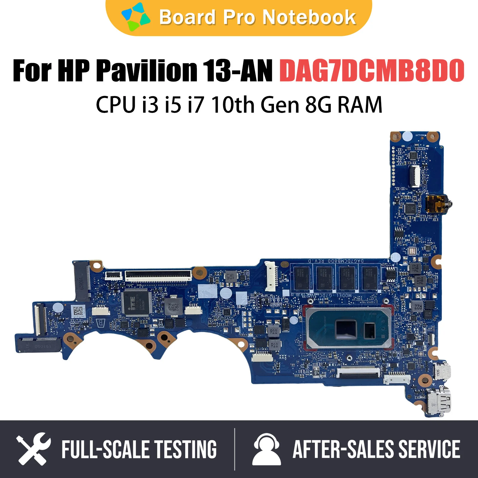 

Laptop Motherboard For HP Pavilion 13-AN L68367-601 L68368-601 DAG7DCMB8D0 Notebook Mainboard with I3 I5 I7 10th 8G RAM