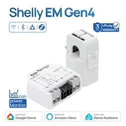 Shelly EM Gen4 Zigbee Domotica WiFi Smart Energy Matter Contactor Control Internal Memory Measurement And Configurable Alarm