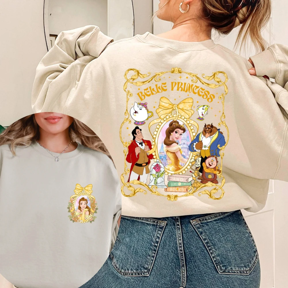 

Свитшот с принтом «Красавица и Чудовище», повседневный свободный свитшот с круглым вырезом для пар, спортивная футболка