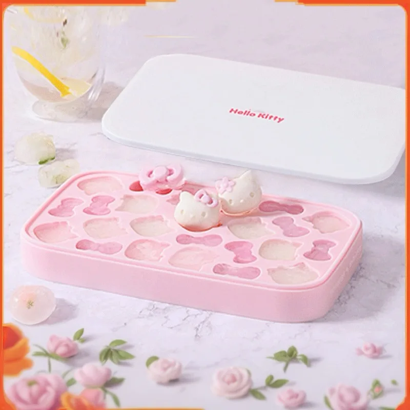 Hello Kitty Cute Home Made Icemaker Sealed with Cover Mini Ice Cube Mold Silicone Ice Grid Furniture Accessories Women Products