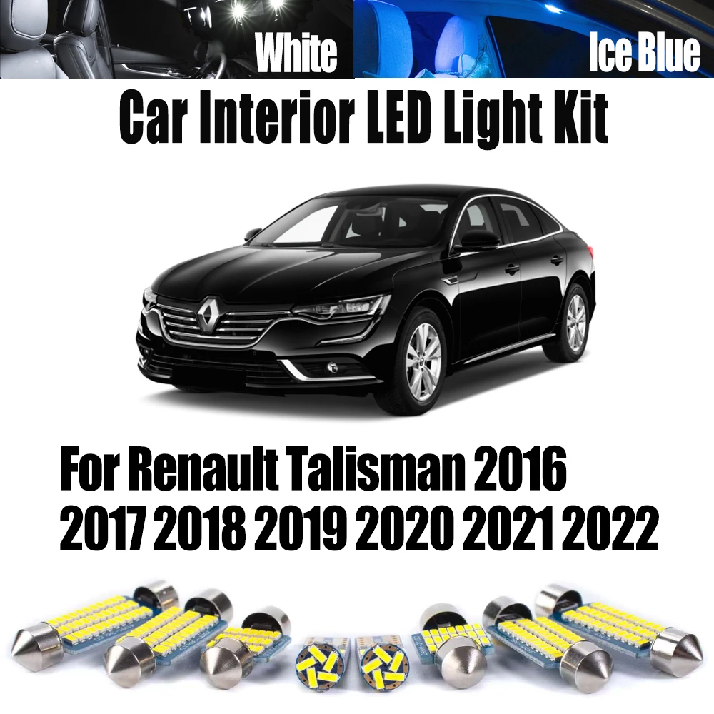 Kit d'éclairage LED pour miroir de vanité, 14 pièces, pour véhicule Canbus, pour Renault Talisman 2016- 2021 2022, ampoule de coffre de dôme de carte de voiture