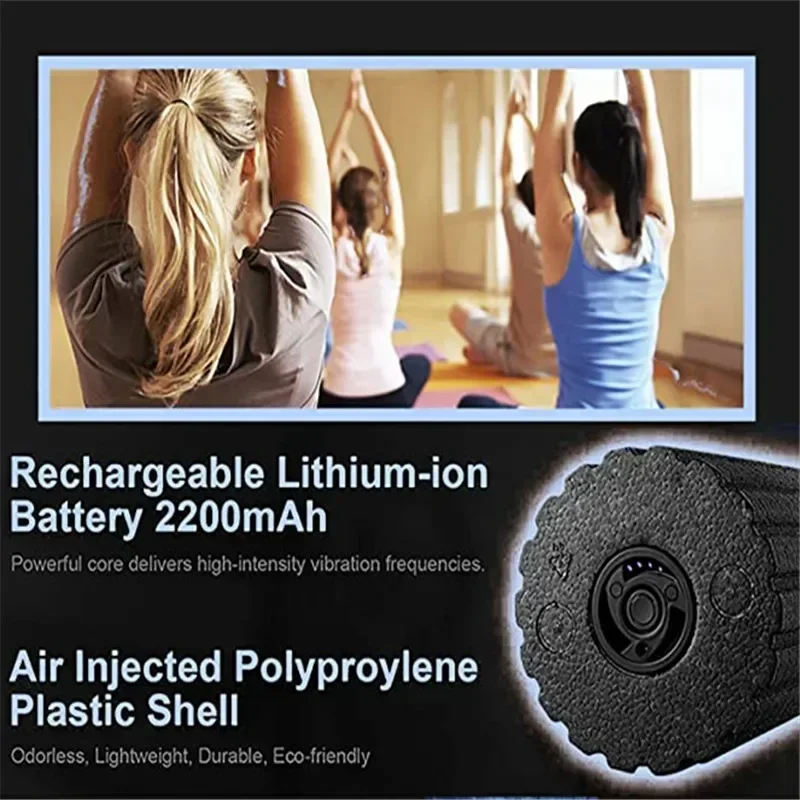 4-Speed تهتز الكهربائية اليوغا تدليك رغوة اللياقة البدنية الأسطوانة مسند الظهر تعديل الساق مدلك لاستعادة العضلات الاسترخاء