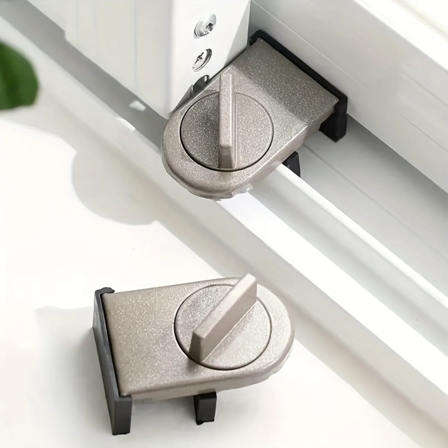 2 Pcs Premium Aluminium Alloy Sliding Door and Window Safety Locks - Anti-Pinch, Anti-Theft, Anti-Fall Protection - Durable, Cor