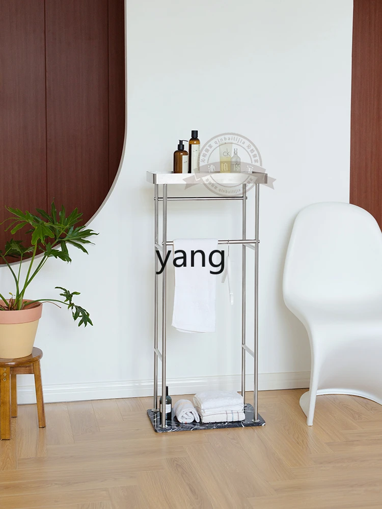 LMMM  Household towel holder Bathroom floor-to-ceiling stainless steel toiletries storage Marble rack