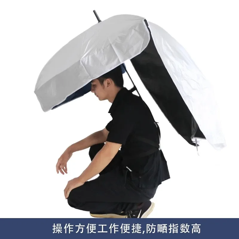 Backpack tea picking umbrella, carry parasol, ultralight head hat umbrella, double layer vinyl creative umbrella