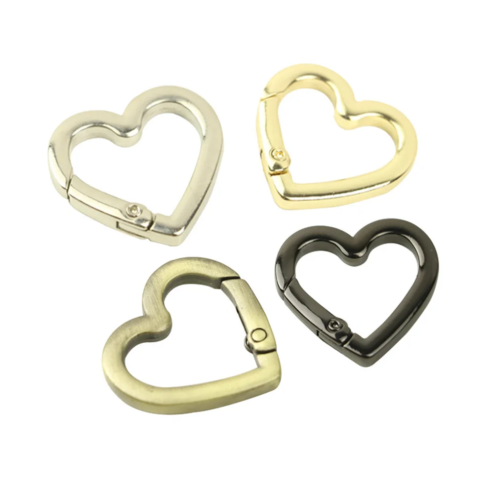 Heart Shape Spring Gate O Ring Openable Leather Bag Handbag Belt Strap Buckle Connect Keyring Pendant Key Chain Snap Clasp Clip