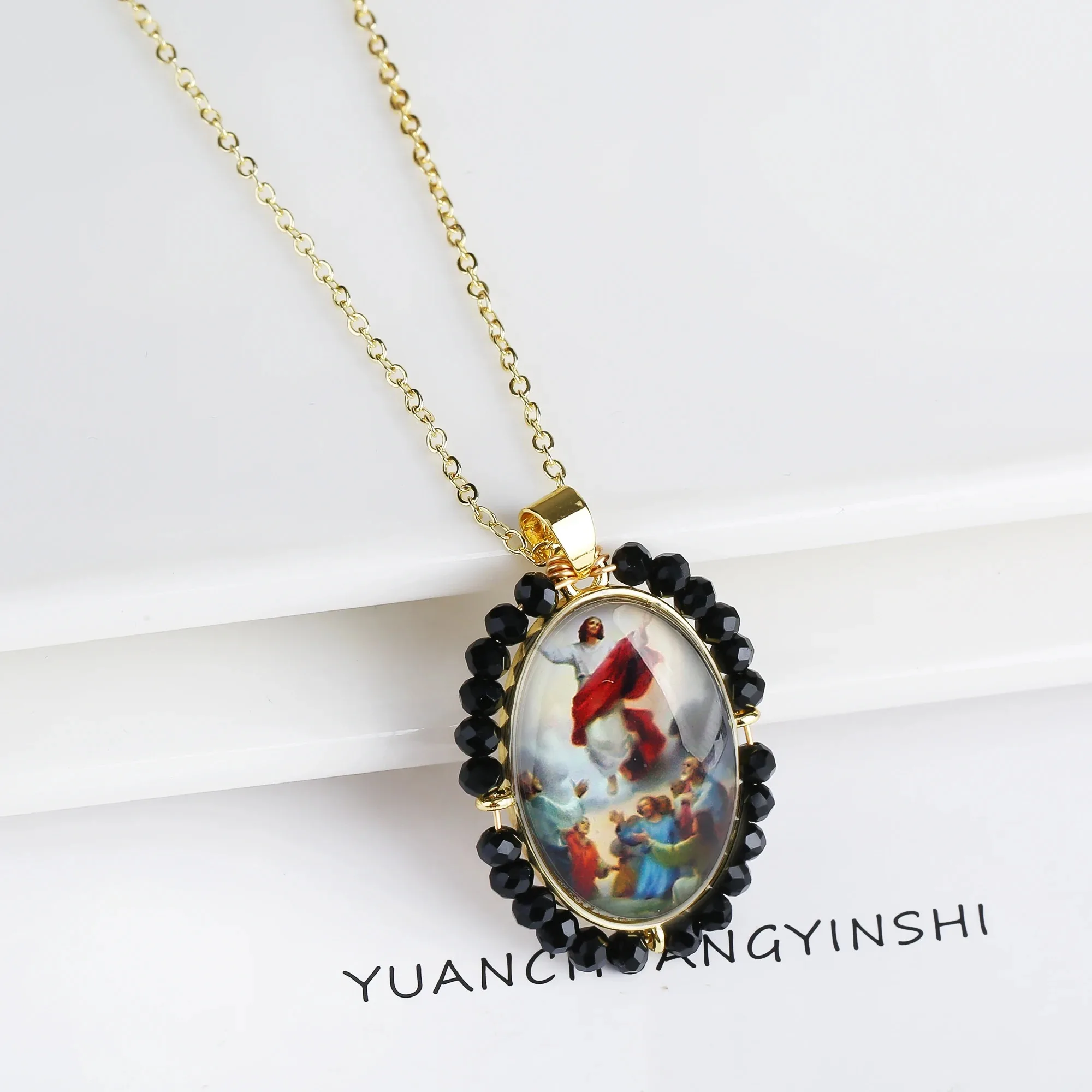 New handmade Religious Jesus Virgin Mary Photo Pendant necklace Multicolor Charm Necklace for Men and Women pendant Jewelry Gift