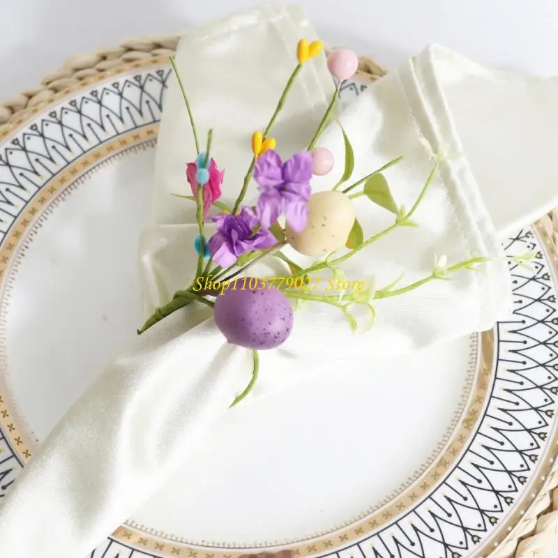 C4DF Set Of 5 Easter Spring Colorful Eggs Napkin Rings Napkin Holders For Table Decorations And Party Supplies