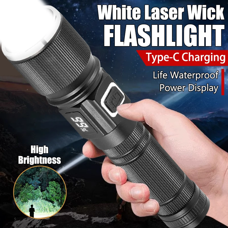 

Ultra Bright Led Flashlight Tactical Light Powerful White Laser Rechargeable Zoom Emergency Flashlight For Outdoor Camping