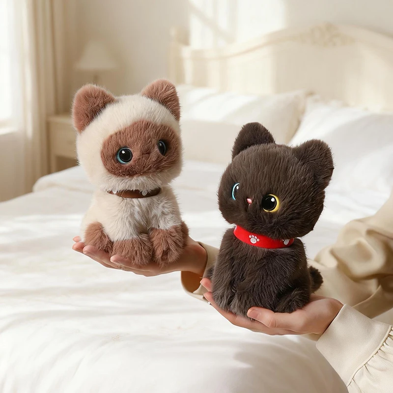 20/25/35cm Lovely Black Cat Siamese Cat Milk Cat Plush Toys Kawaii Cat Dolls for Birthday Christmas Gift