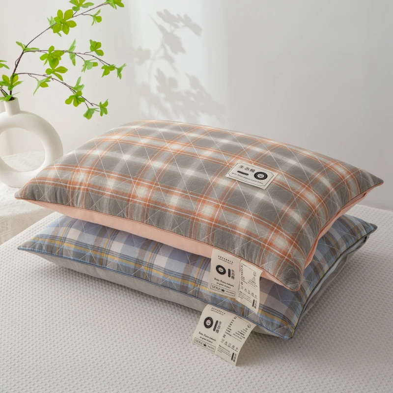 

Bonenjoy Pillow 100% Cotton Pillows Plaid Style Cushion 48x74cm Pillows Rectangle Cushions Soft Filling Pillows almohada