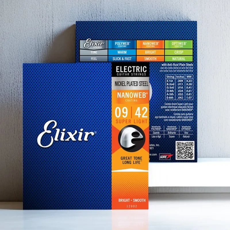 Elixir NANOWEB Electric Guitar Strings 12002 Anti-Rust Plated Nickel Steel Ultra-Thin Coating Strings .009 .011 .016 024 032 042