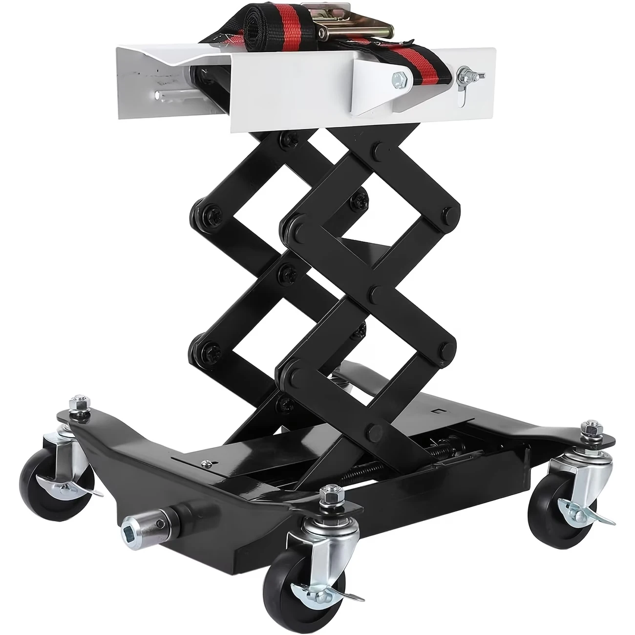 450 LBS Low Profile Transmission Jack - Heavy-Duty Auto Repair Lift with 7-23 Inch Height Range, 2M Safety Straps & 4 Brake Wheels for Safe, Smooth Repairs