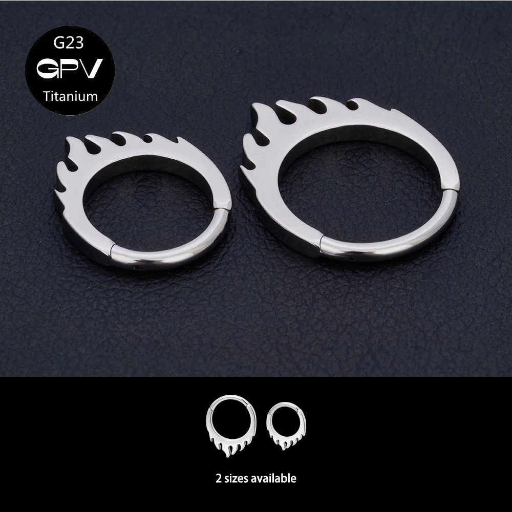 

G23 Titanium Flame Nose Ring 16G Open Septum Ring Punk Personality Tragus Piercing Jewelry Earrings For Men And Women