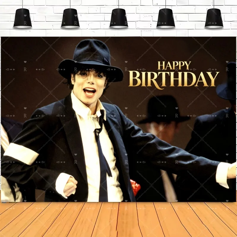 Star Michael Jacksons Geburtstagsparty-Dekorationsset: Hintergrund, Tortenaufsatz, Luftballons, Fotografie-Requisiten und Poster – Detail 2