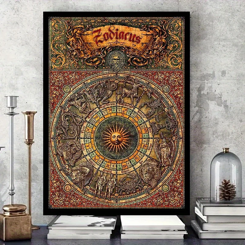Vintage Sternzeichen-Rad Astrologie Puzzle für Erwachsene Horoskop-Thema Intellektuelles Spiel Heim-Freizeit Dekoratives Puzzle-Spielzeug