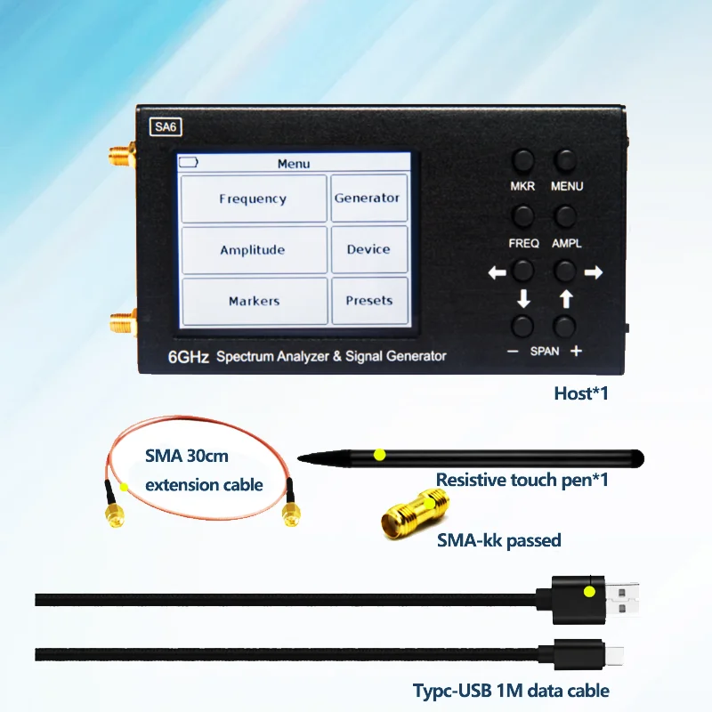 Ręczny przenośny cyfrowy analizator widma SA6 Touch Wi Fi RF Gain Band Antena Profesjonalna częstotliwość EMC