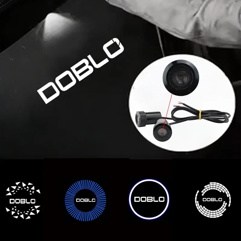 2Pcs For Fiat DOBLO Logo Ultra Bright LED Car Door Ghost Shadow Projector Light Welcome Courtesy Lamp Logo Styling Accessories