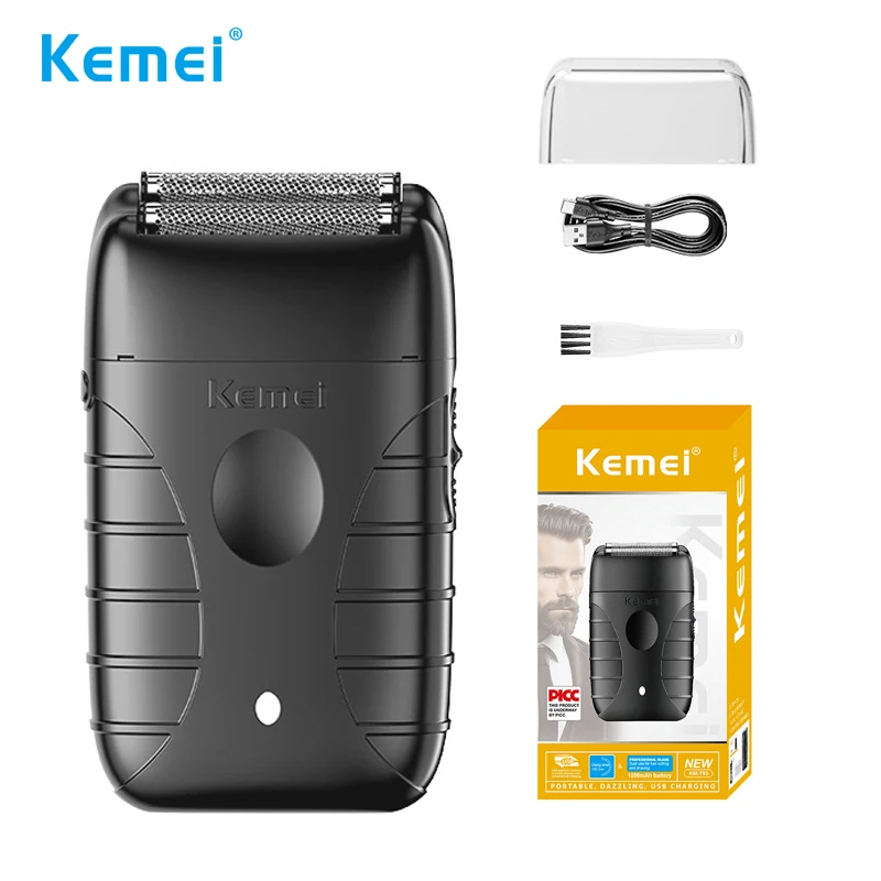 Kemei Electric Shaver Professional Beard Trimmer Razor Portable Shaver Reciprocating Shaving 2 Blade USB Charge for Men KM-T95