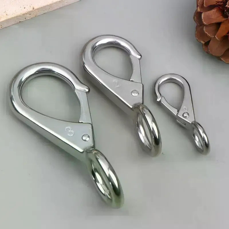 Heavy Duty Stainless Steel 304 Spring Snap Hook Rigid Loaded Fixed Eye Clip Carabiner Universal Marine Boats Clip Dock Hardware