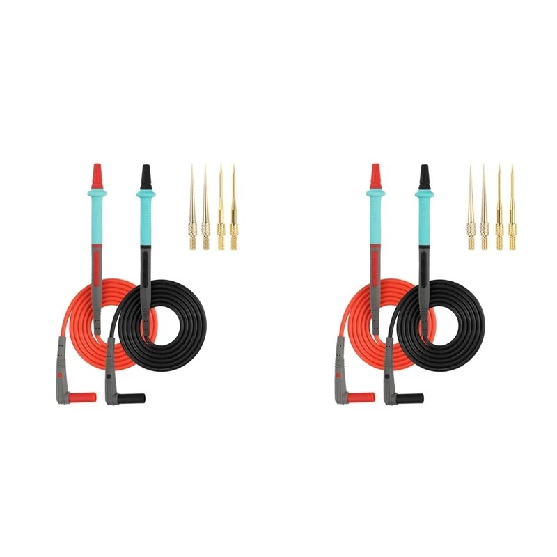 RABIT AS59~ 4X Stainless Steel Multimeter Pen Silicone Test Leads Set 0.1Mm Replaceable Gold Plated Probe For Digital Multimeter