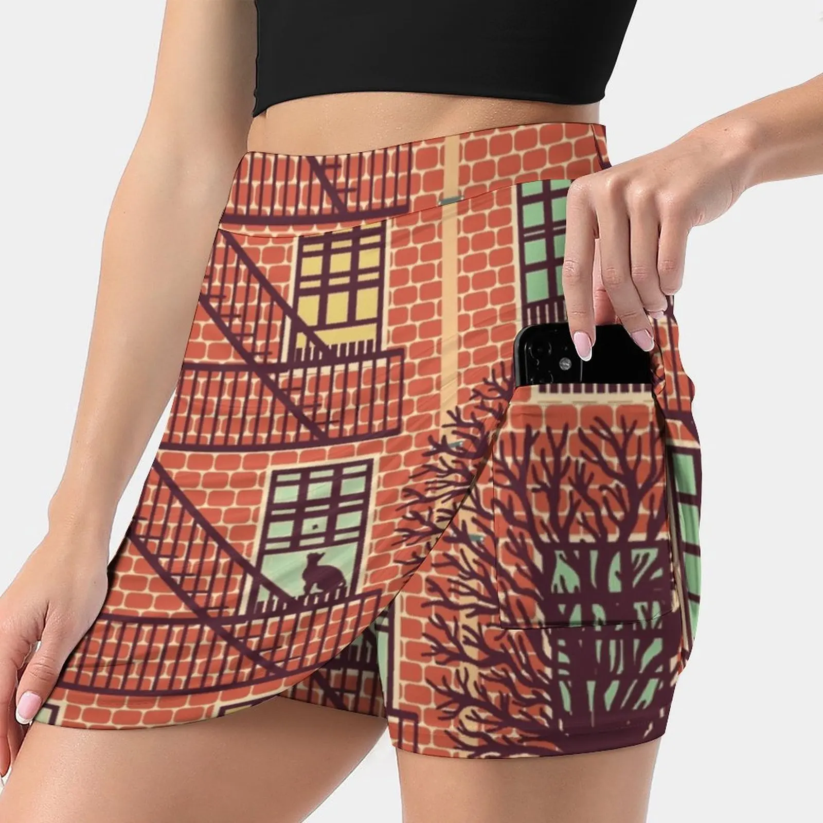 The Fly ( Day ) Women's skirt Sport Skort Skirt With Pocket Fashion Korean Style Skirt 4Xl Skirts Brick House Day Tree Cat Fly