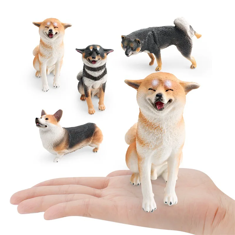 

Dog Animal Model Sitting Shiba Inu Corgi Realistic Pet Dog Figurine Model Decorative Ornament Desktop Decoration Home Decor