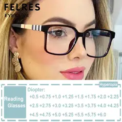 Brand Designer Retro Square Anti Blue Light Reading Glasses Women Men  Stripe Female Eyeglasses Computer Presbyopia Eyeglasse