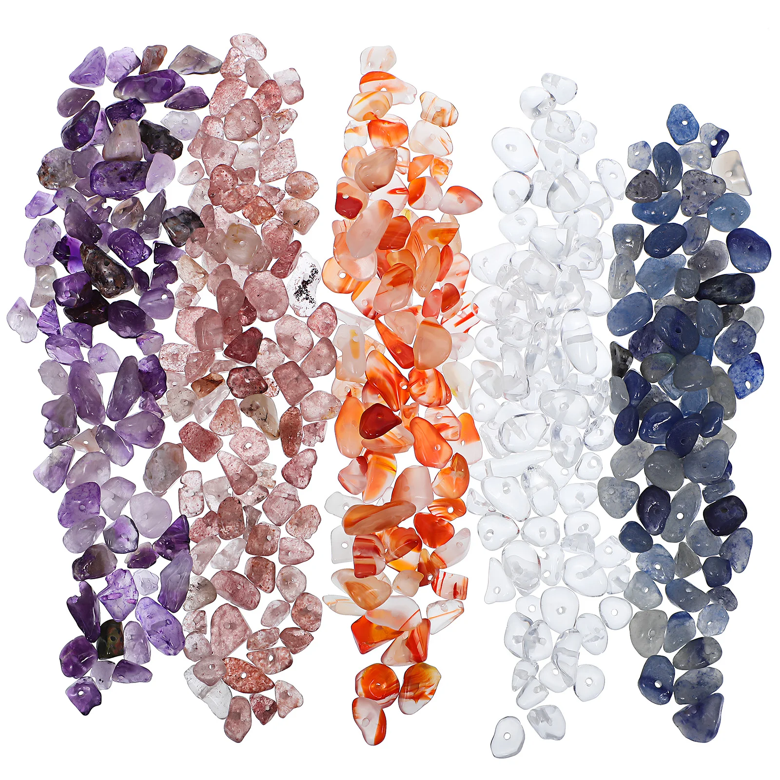 5 Pack Colorful Gravel Beads Crystal Drilled Chips DIY Stone Crystals For Jewelry Making