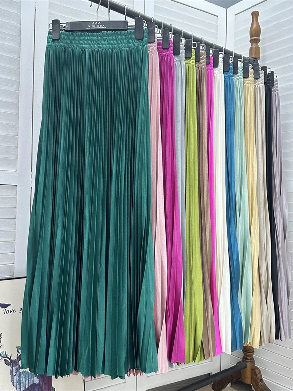

2025 длинная юбка трапециевидной формы с высокой талией, женское атласное плиссированное платье, распашная юбка с драпировкой, большие размеры, весенняя коллекция Faion
