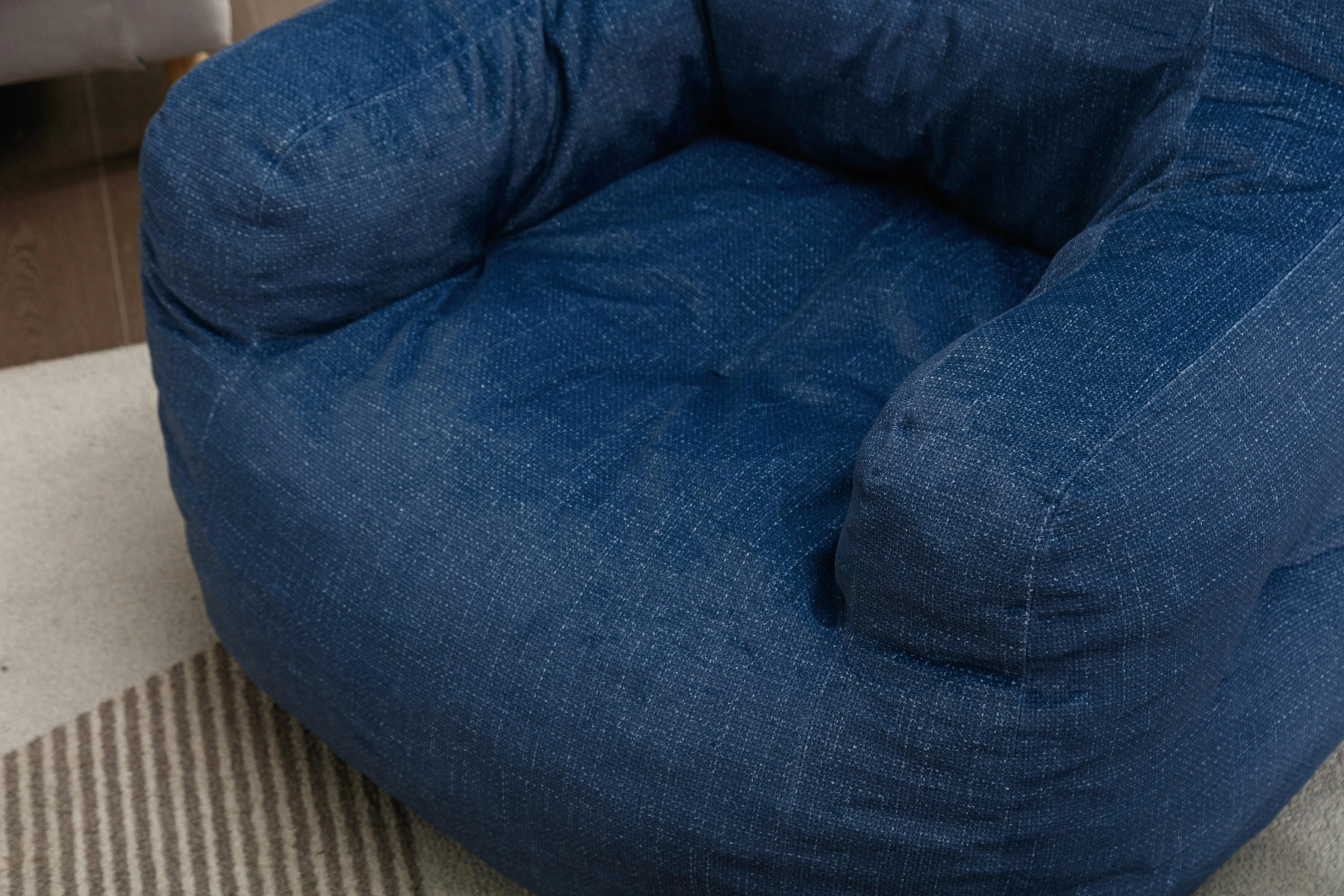 Cozy Blue Soft Velvet Bean Bag Chair with Memory Foam Filling - Perfect for Relaxation!