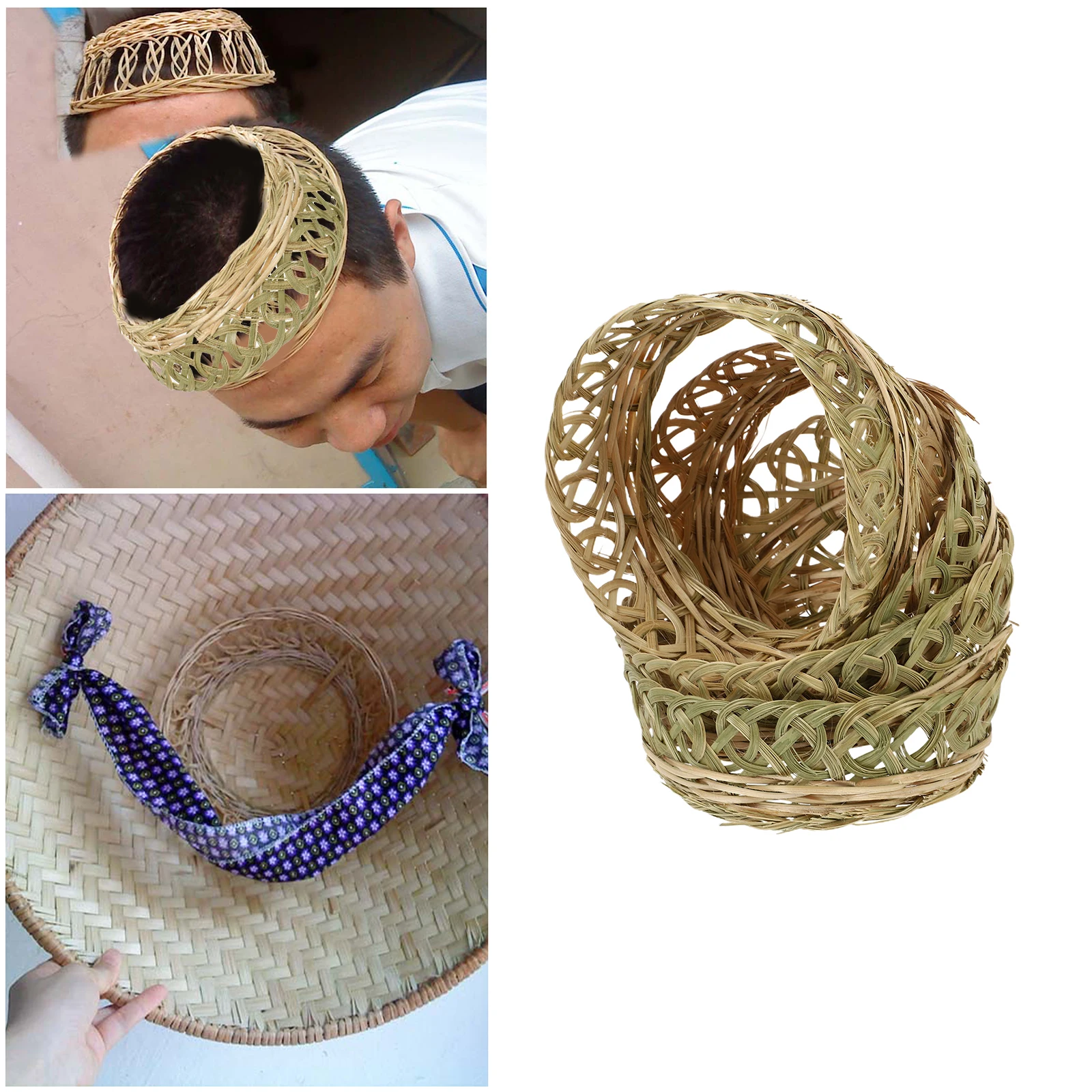 

5pcs Conical Hat Circle Bamboo Craft Supplies Lightweight Portable DIY Woven Hats Rings Accessories Family Fun Travel Fishing