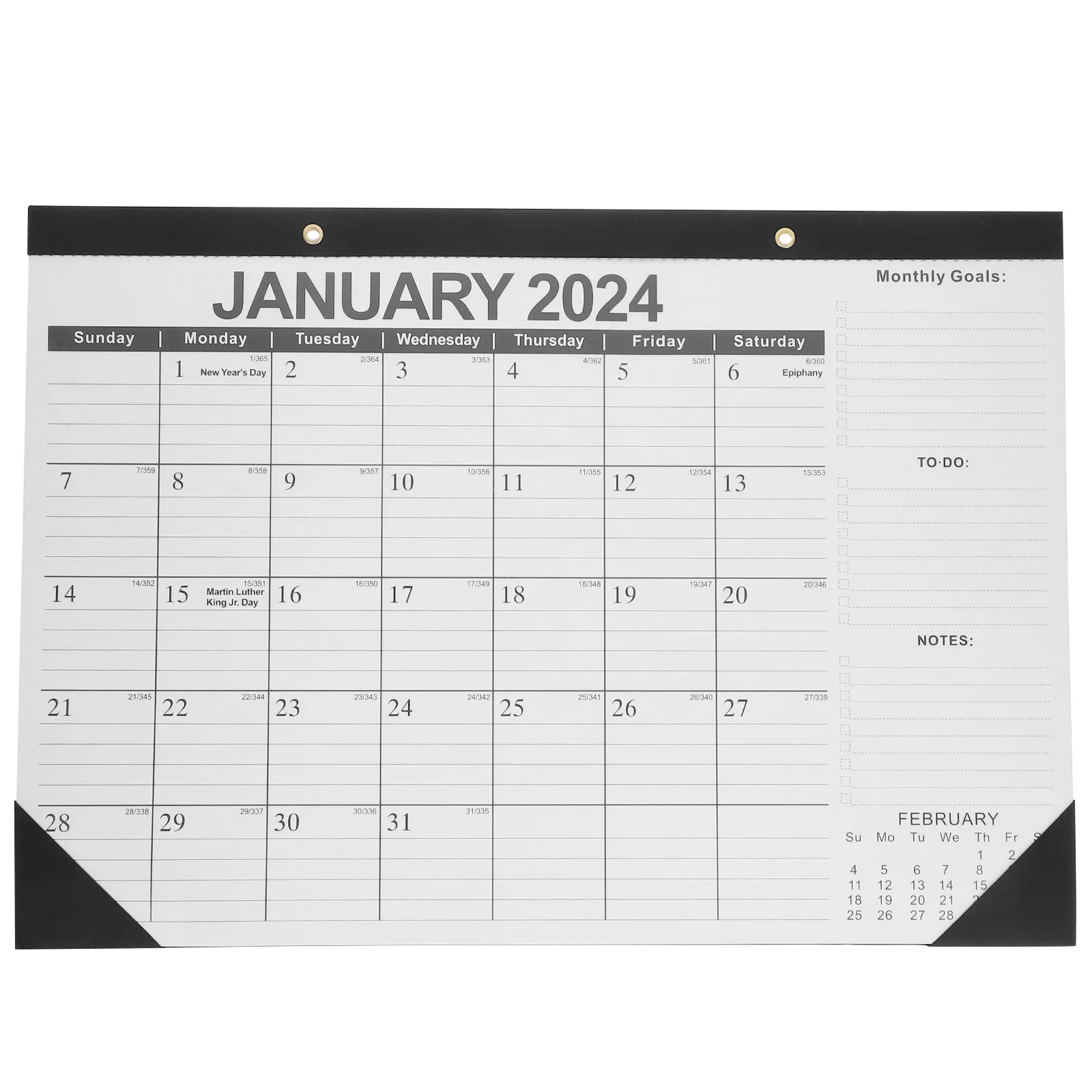 

English Monthly Hanging Wall Calendar 2024-2025 Paper Material Lightweight Home Office Memo 2024 Wall Calendar